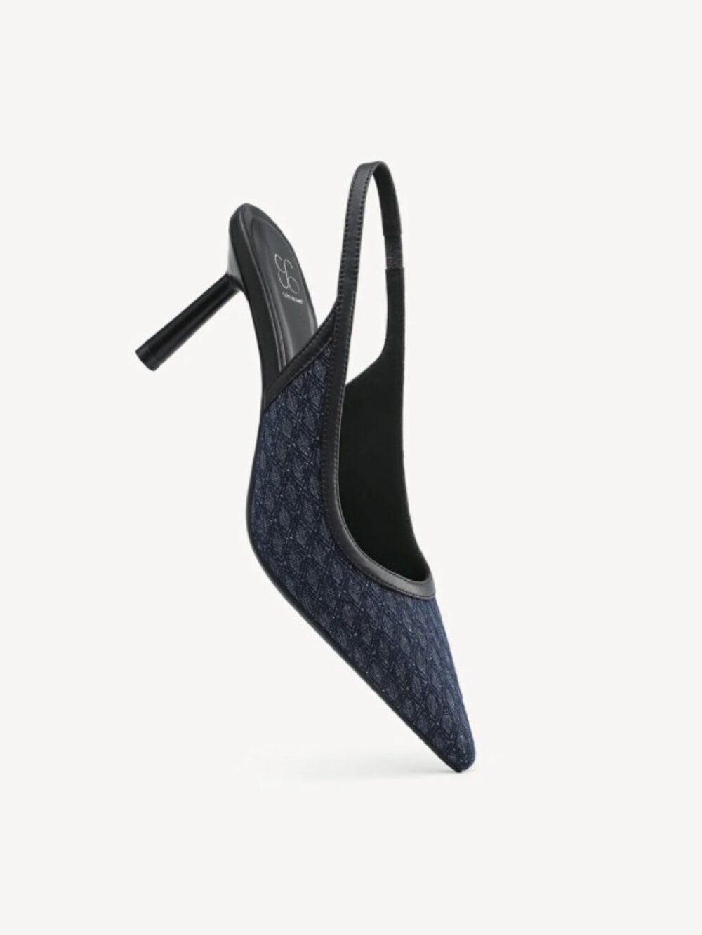 Cosy Island GraceWeave Pointed Toe Slingback Lattice Navy 8.5 NIB